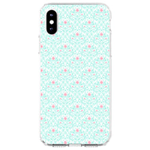 DistinctInk® Clear Shockproof Hybrid Case for Apple iPhone / Samsung Galaxy / Google Pixel - Teal & Pink Rose Pattern