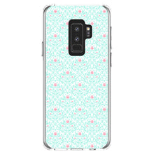 DistinctInk® Clear Shockproof Hybrid Case for Apple iPhone / Samsung Galaxy / Google Pixel - Teal & Pink Rose Pattern