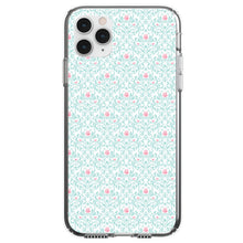 DistinctInk® Clear Shockproof Hybrid Case for Apple iPhone / Samsung Galaxy / Google Pixel - Teal & Pink Rose Pattern