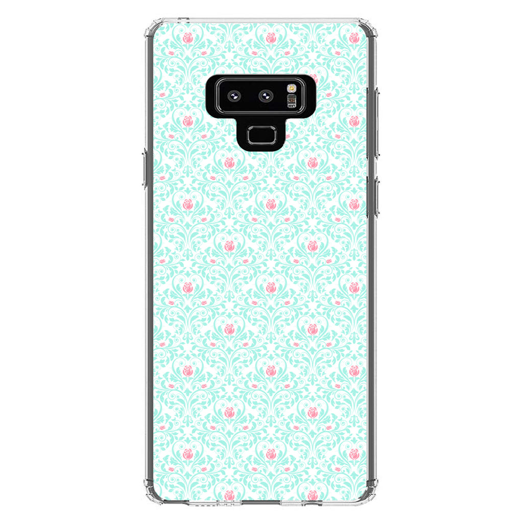 Teal & Pink Rose Pattern Clear Shockproof iPhone Case, view 11