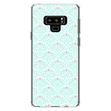 DistinctInk® Clear Shockproof Hybrid Case for Apple iPhone / Samsung Galaxy / Google Pixel - Teal & Pink Rose Pattern