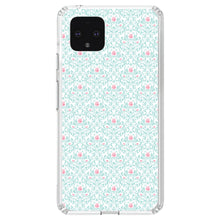 DistinctInk® Clear Shockproof Hybrid Case for Apple iPhone / Samsung Galaxy / Google Pixel - Teal & Pink Rose Pattern