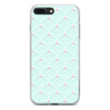 DistinctInk® Clear Shockproof Hybrid Case for Apple iPhone / Samsung Galaxy / Google Pixel - Teal & Pink Rose Pattern