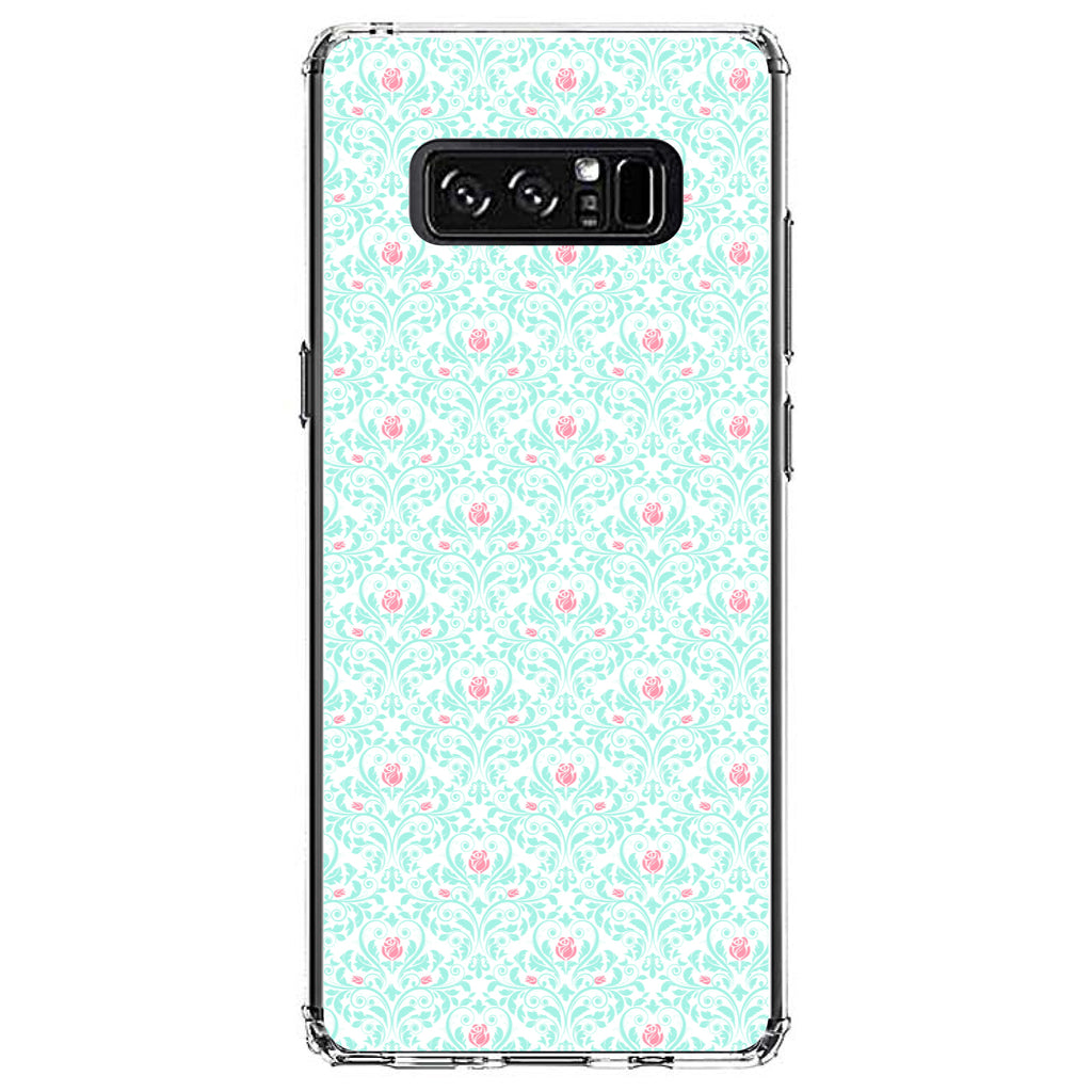 Teal & Pink Rose Pattern Clear Shockproof iPhone Case, view 12