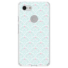 DistinctInk® Clear Shockproof Hybrid Case for Apple iPhone / Samsung Galaxy / Google Pixel - Teal & Pink Rose Pattern