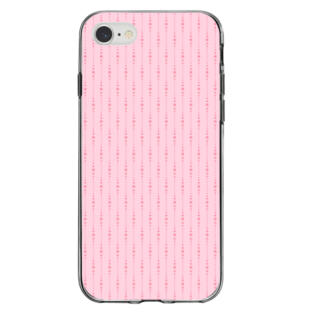 Pink Dot Line Pattern Clear Shockproof iPhone Case, view 5