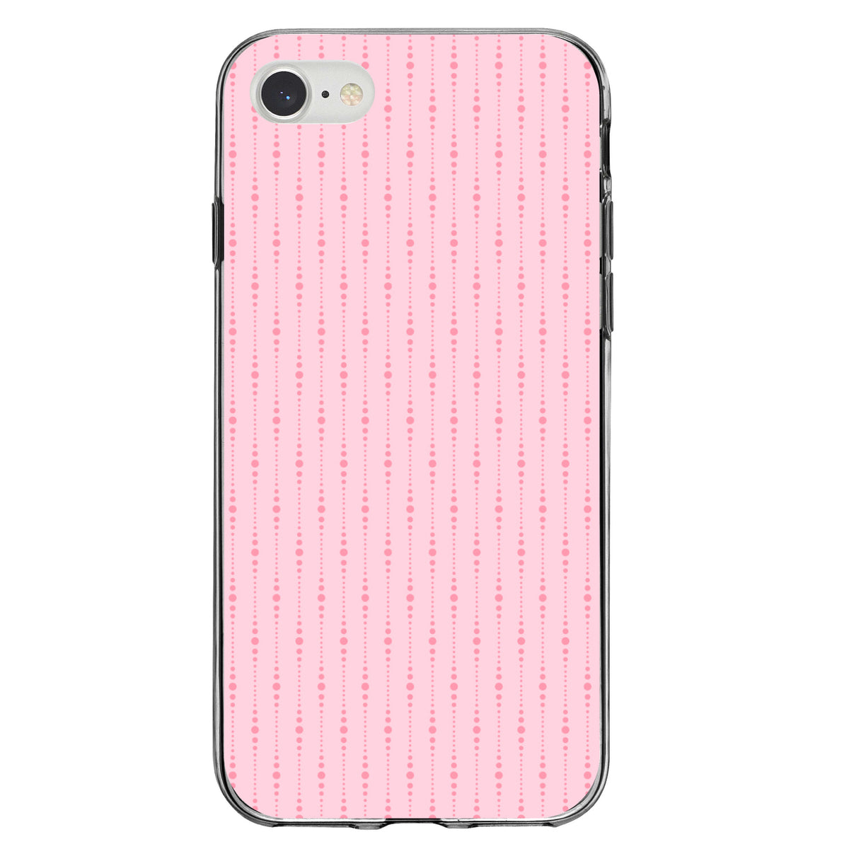 Pink Dot Line Pattern Clear Shockproof iPhone Case, view 5