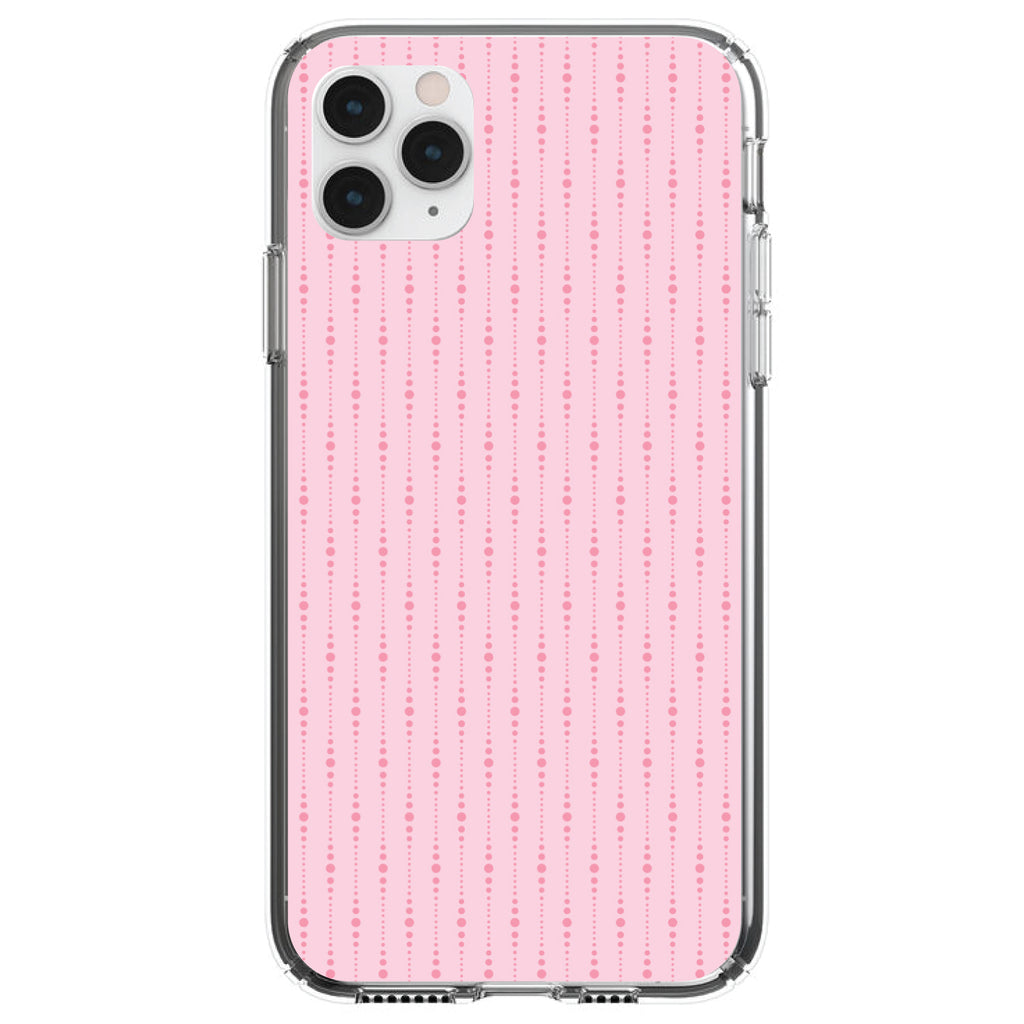 Pink Dot Line Pattern Clear Shockproof iPhone Case