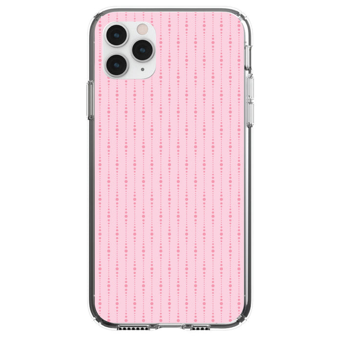 DistinctInk® Clear Shockproof Hybrid Case for Apple iPhone / Samsung Galaxy / Google Pixel - Pink Dot Line Pattern