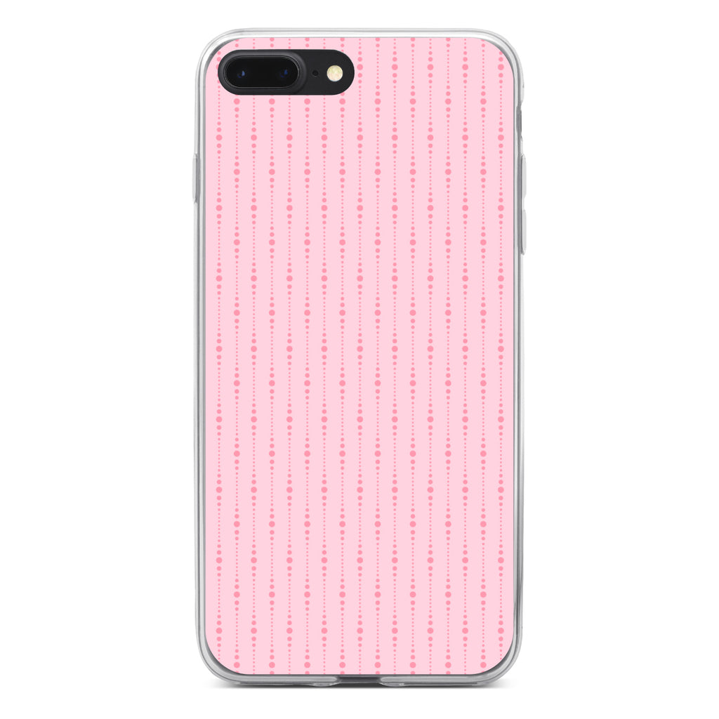 Pink Dot Line Pattern Clear Shockproof iPhone Case, view 6