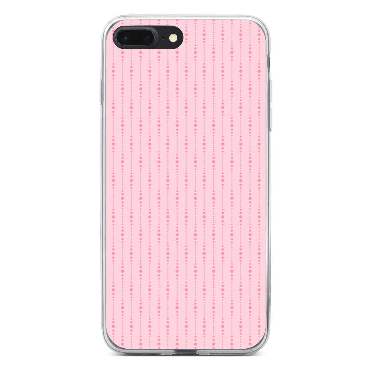 Pink Dot Line Pattern Clear Shockproof iPhone Case, view 6