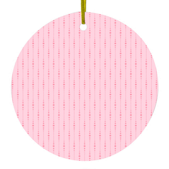 Pink Dot Line Pattern Ceramic Ornament