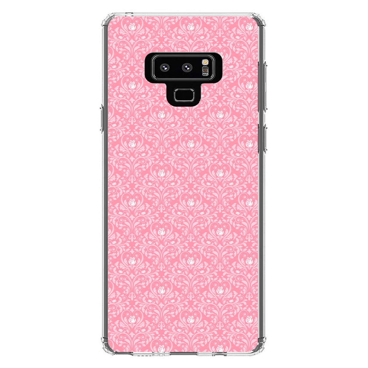 Pink & White Rose Pattern Clear Shockproof iPhone Case, view 11