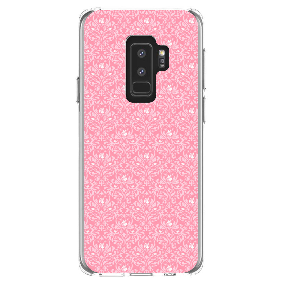 Pink & White Rose Pattern Clear Shockproof iPhone Case, view 20