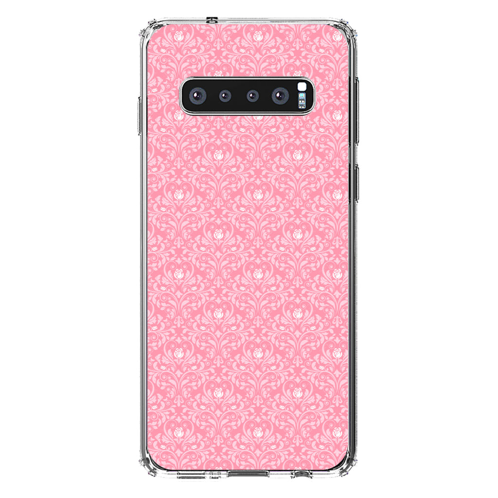 Pink & White Rose Pattern Clear Shockproof iPhone Case, view 17