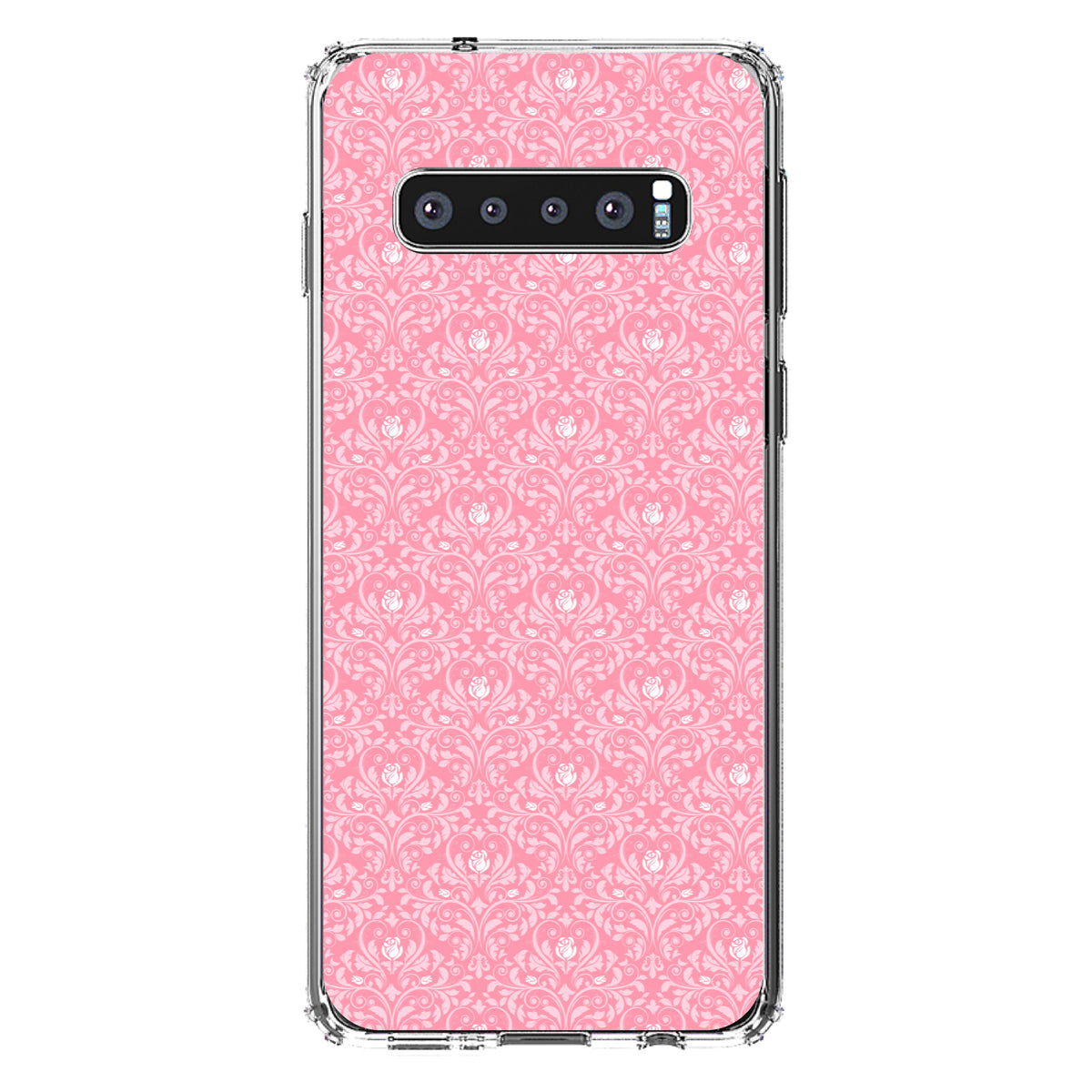 Pink & White Rose Pattern Clear Shockproof iPhone Case, view 17