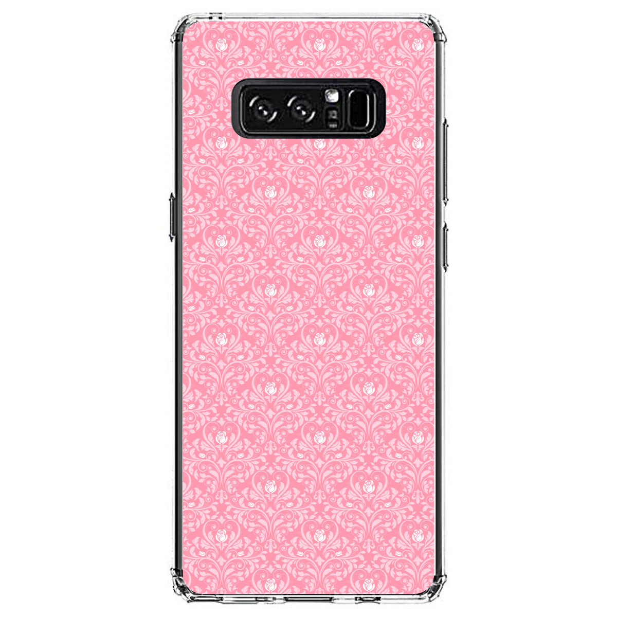 Pink & White Rose Pattern Clear Shockproof iPhone Case, view 12