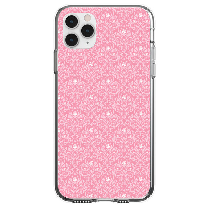 DistinctInk® Clear Shockproof Hybrid Case for Apple iPhone / Samsung Galaxy / Google Pixel - Pink & White Rose Pattern