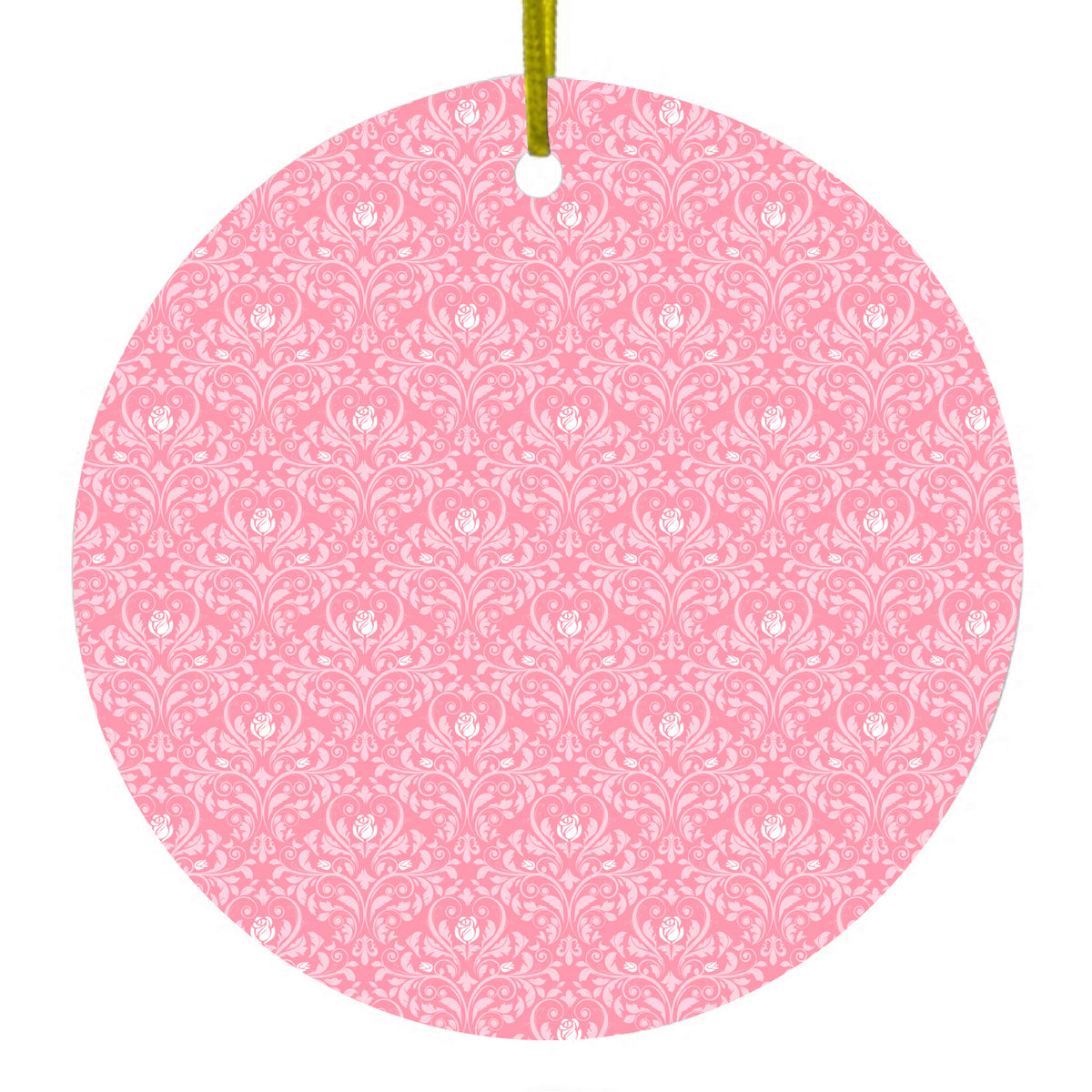 Pink & White Rose Pattern Ceramic Ornament