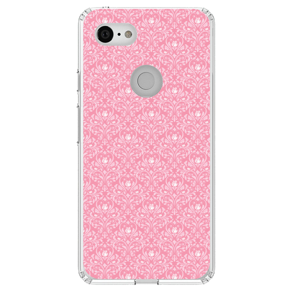 Pink & White Rose Pattern Clear Shockproof iPhone Case, view 22