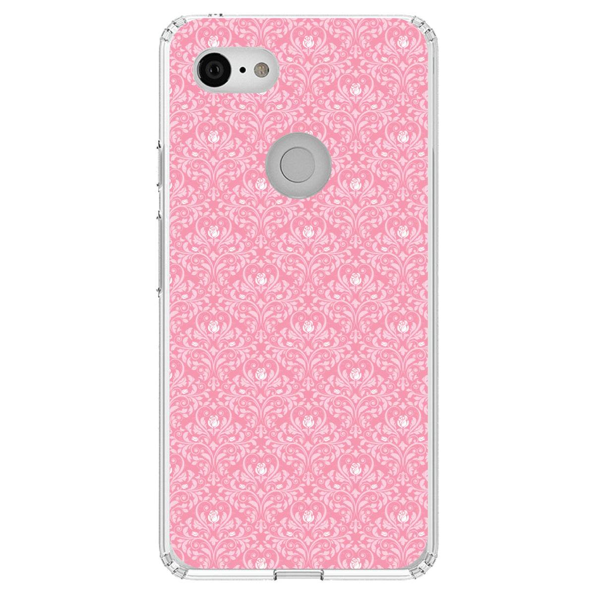 Pink & White Rose Pattern Clear Shockproof iPhone Case, view 22