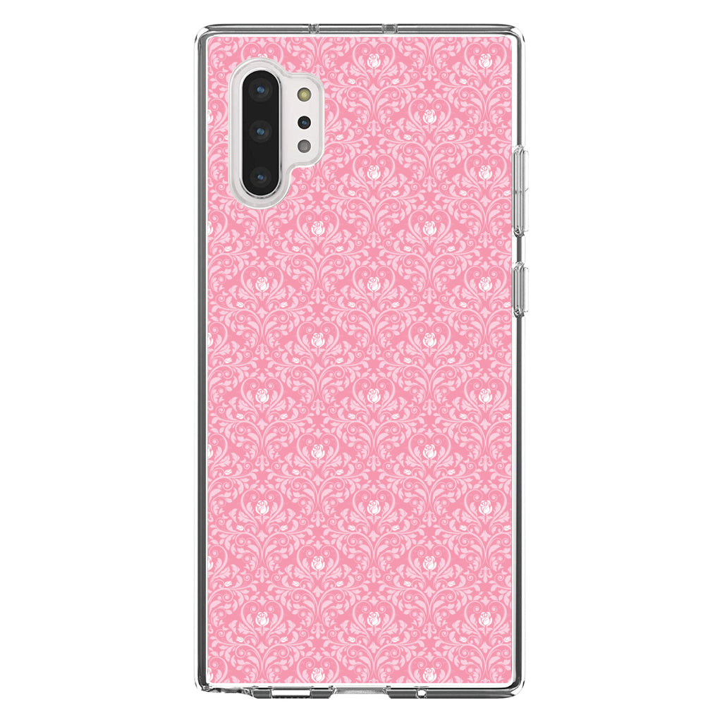 Pink & White Rose Pattern Clear Shockproof iPhone Case, view 10