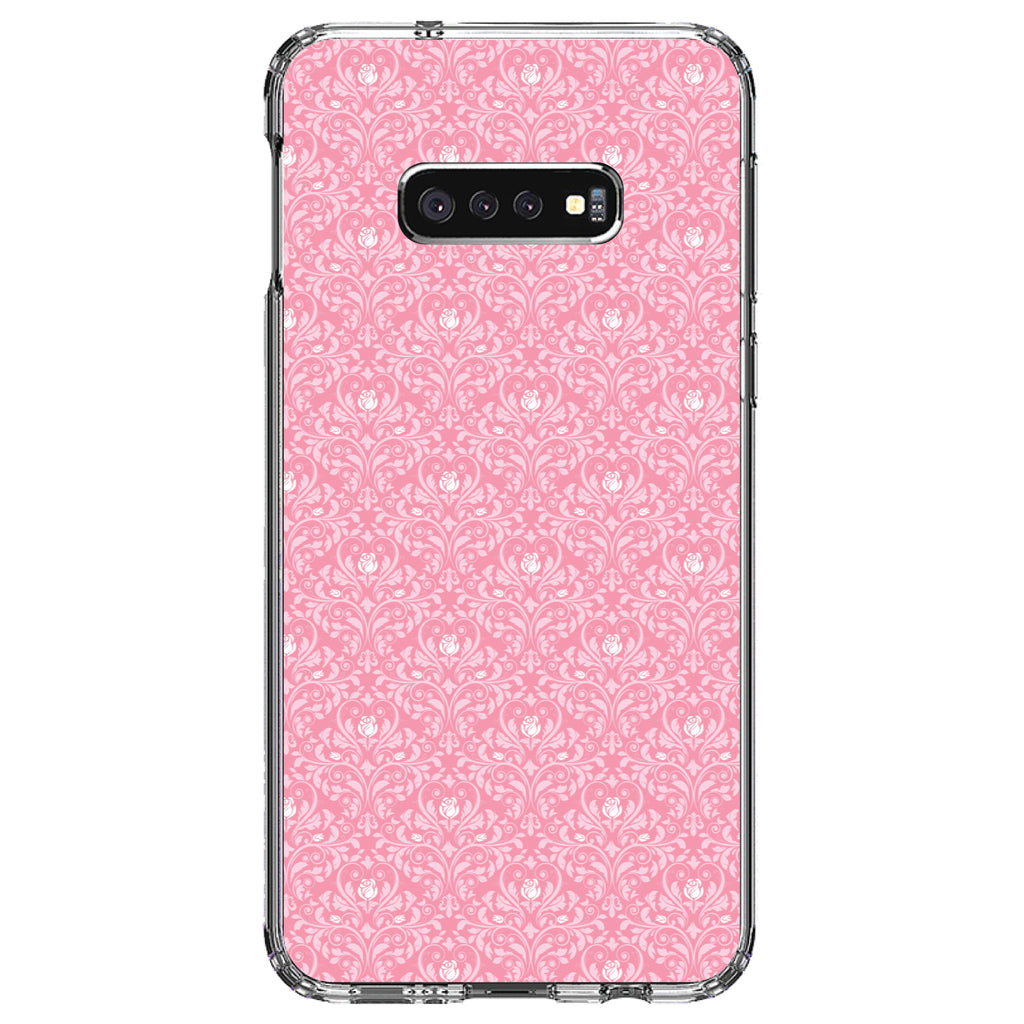 Pink & White Rose Pattern Clear Shockproof iPhone Case, view 18