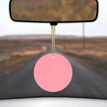 DistinctInk® Hanging Ceramic Christmas Tree Ornament with Gold String - Great Gift / Present - 2 3/4 inch Diameter - Pink & Gold Star Pattern