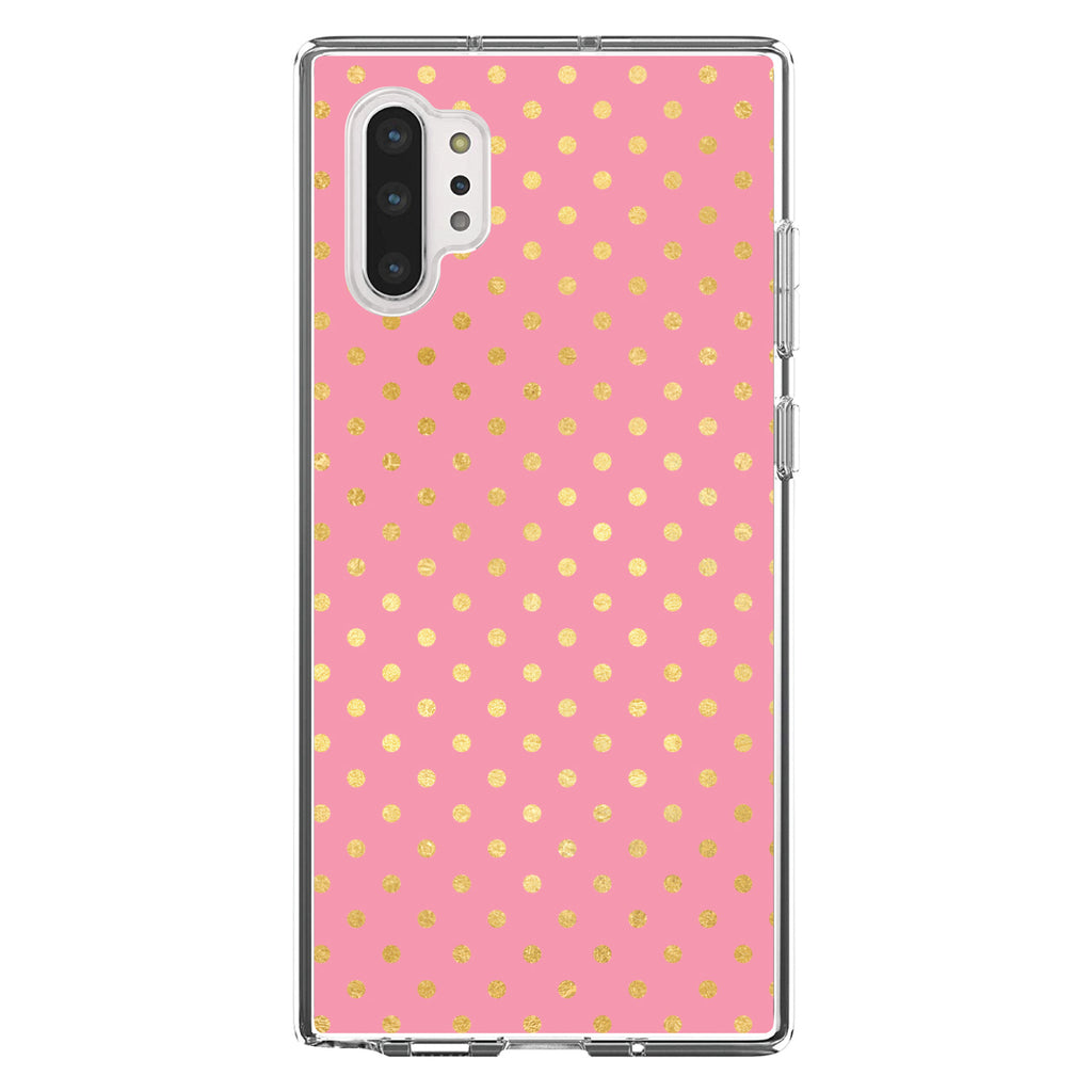 Pink & Gold Polka Dot Pattern Clear Shockproof iPhone Case, view 10
