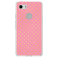DistinctInk® Clear Shockproof Hybrid Case for Apple iPhone / Samsung Galaxy / Google Pixel - Pink & Gold Polka Dot Pattern