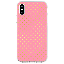 DistinctInk® Clear Shockproof Hybrid Case for Apple iPhone / Samsung Galaxy / Google Pixel - Pink & Gold Polka Dot Pattern