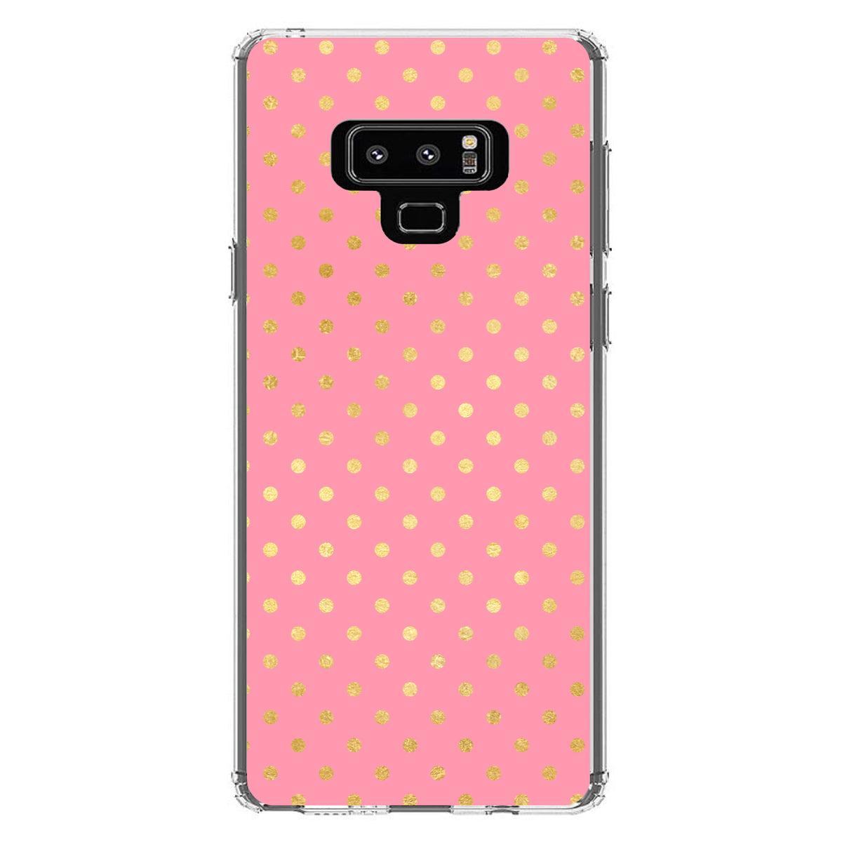 Pink & Gold Polka Dot Pattern Clear Shockproof iPhone Case, view 11