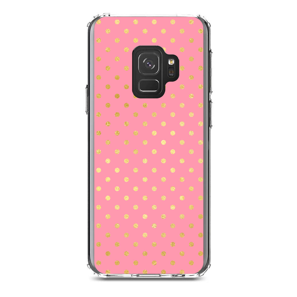 Pink & Gold Polka Dot Pattern Clear Shockproof iPhone Case, view 19
