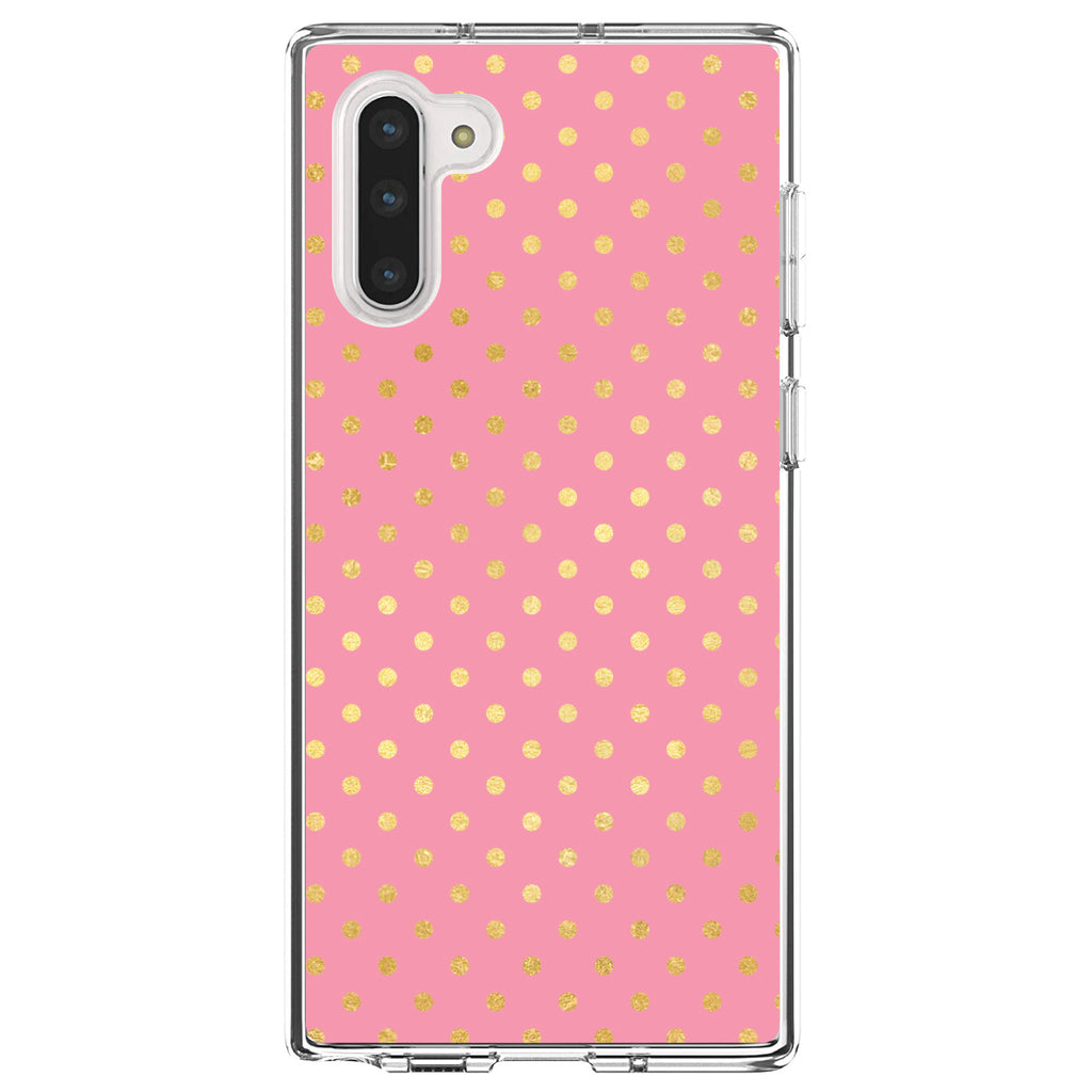 Pink & Gold Polka Dot Pattern Clear Shockproof iPhone Case, view 9