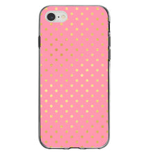 DistinctInk® Clear Shockproof Hybrid Case for Apple iPhone / Samsung Galaxy / Google Pixel - Pink & Gold Polka Dot Pattern