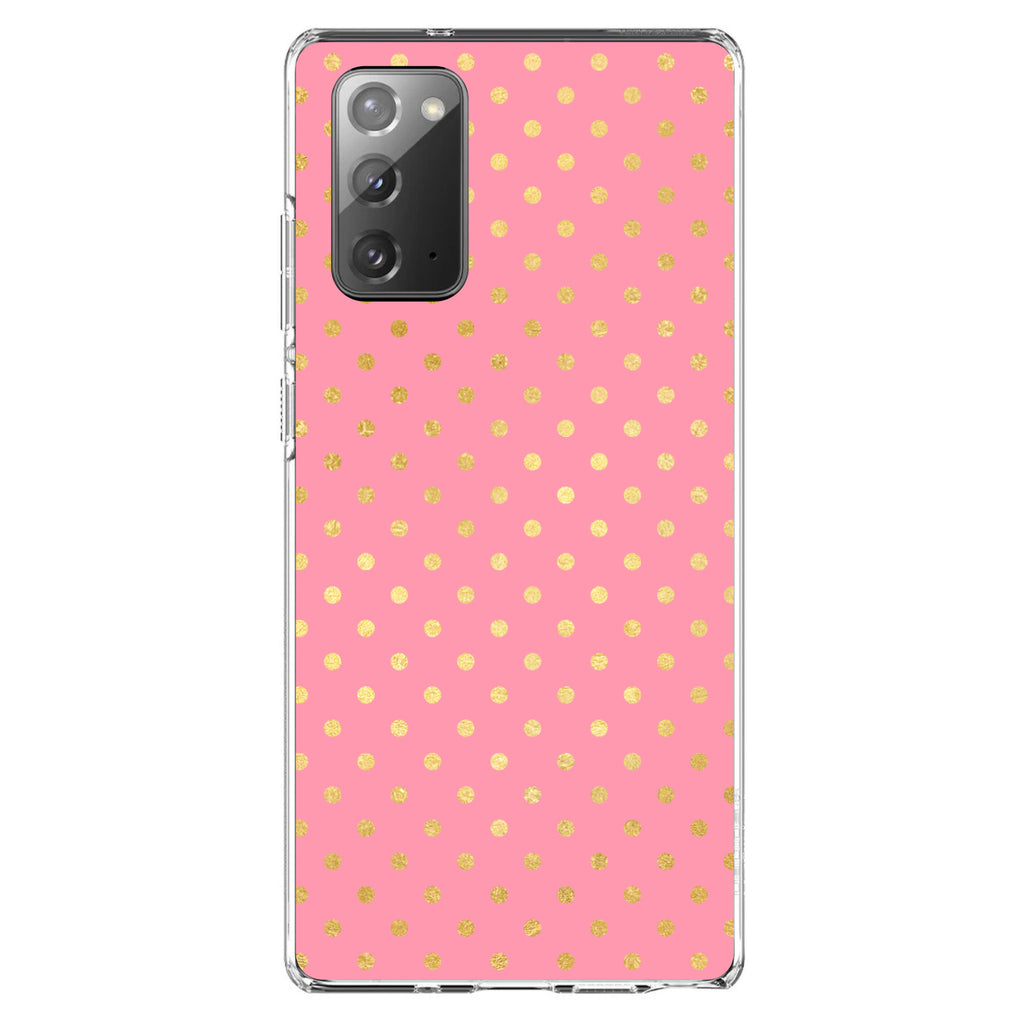 Pink & Gold Polka Dot Pattern Clear Shockproof iPhone Case, view 8
