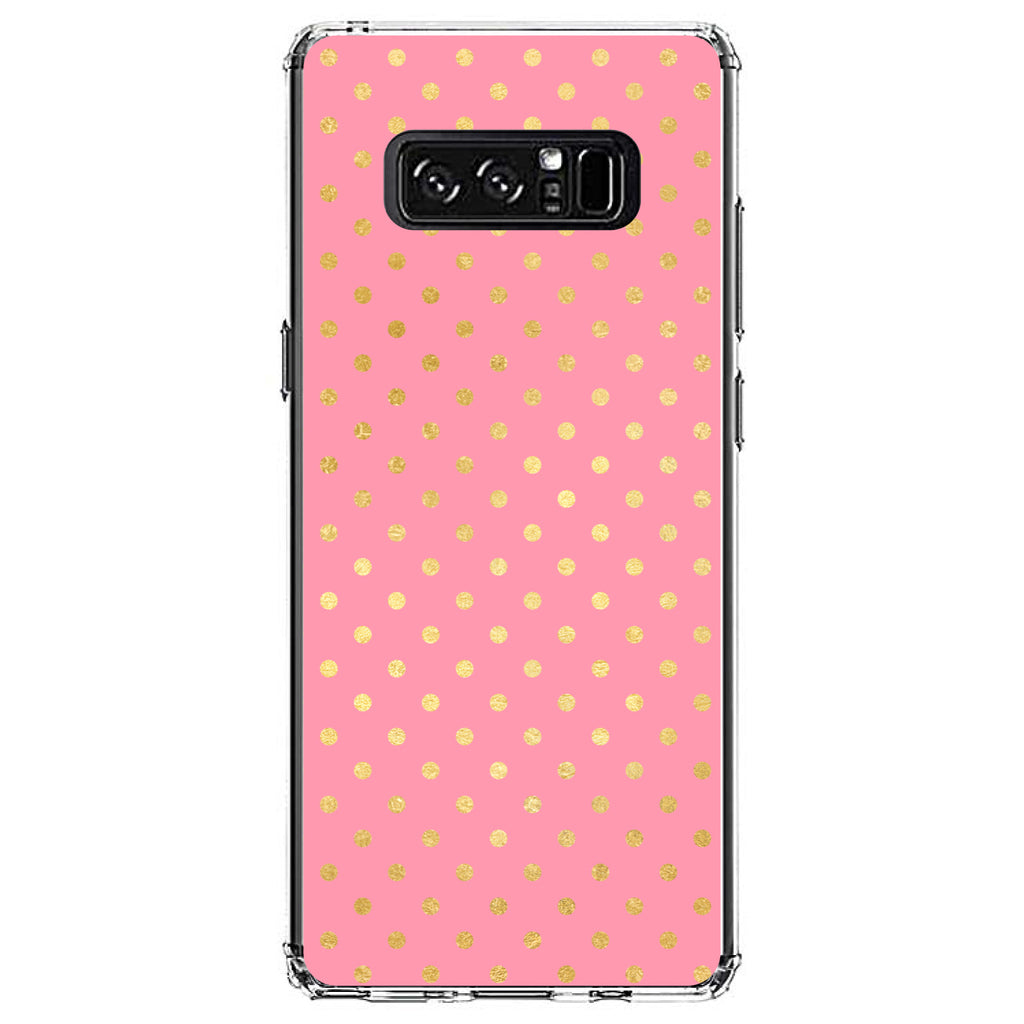 Pink & Gold Polka Dot Pattern Clear Shockproof iPhone Case, view 12