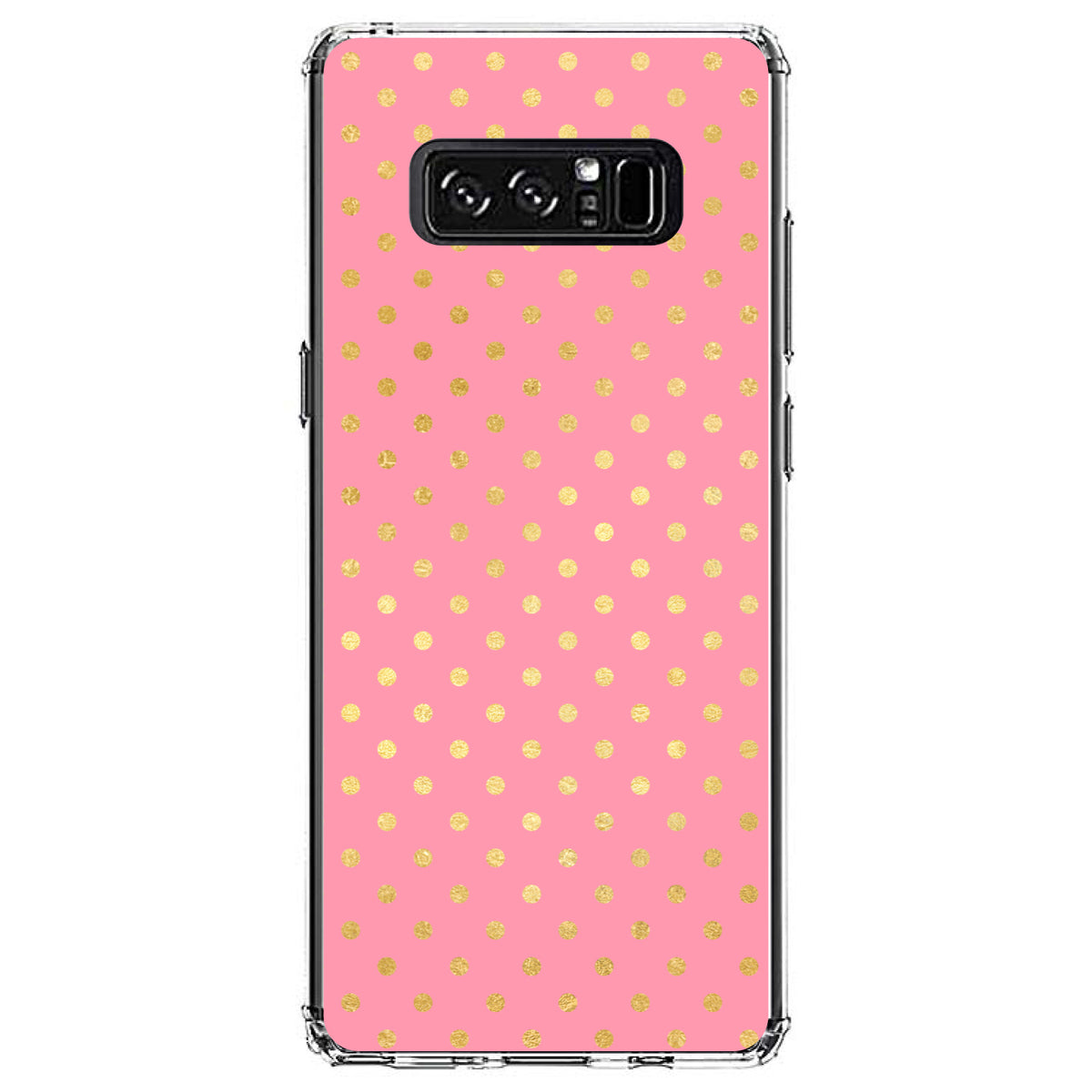 Pink & Gold Polka Dot Pattern Clear Shockproof iPhone Case, view 12