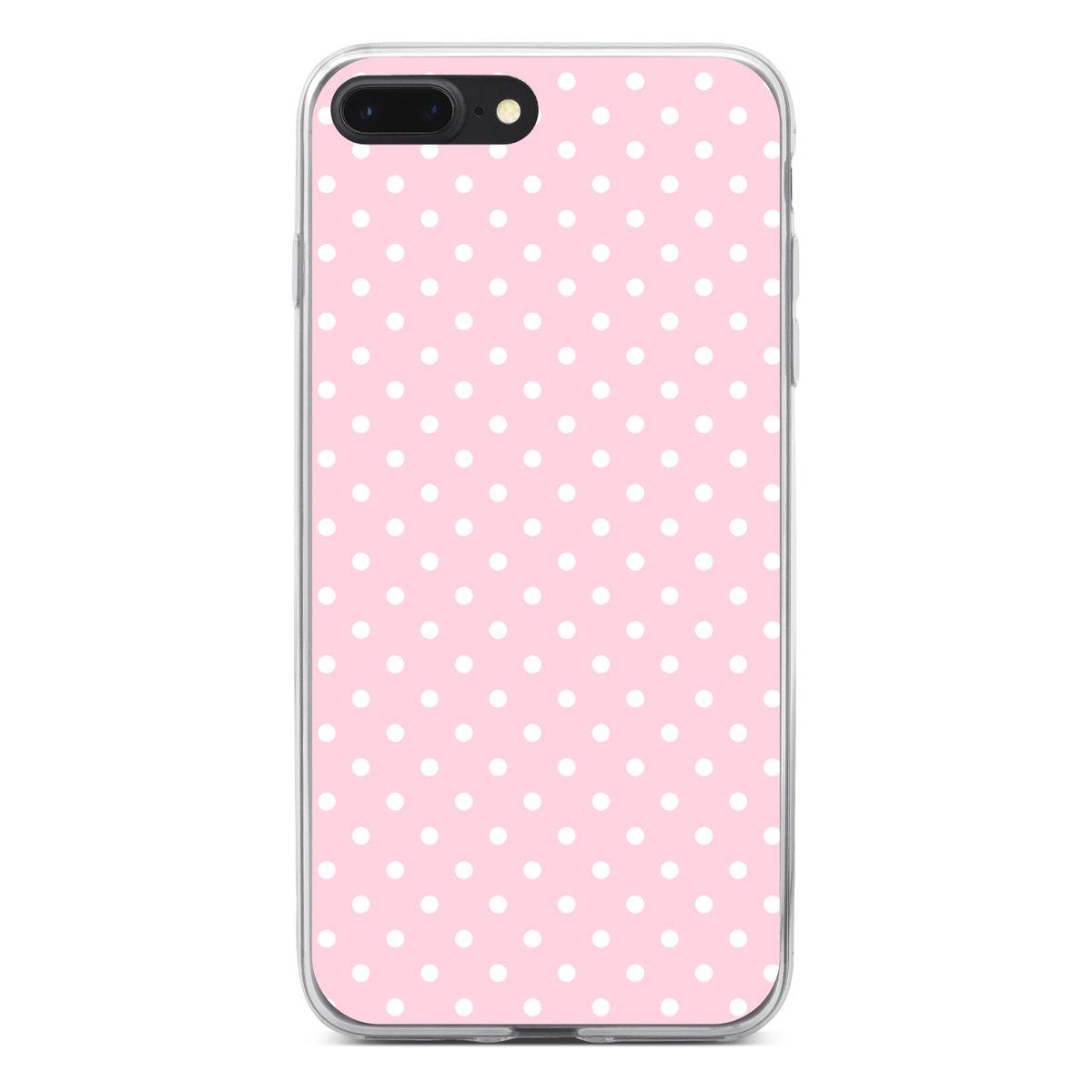 Pink & White Polka Dot Pattern Clear Shockproof iPhone Case, view 6