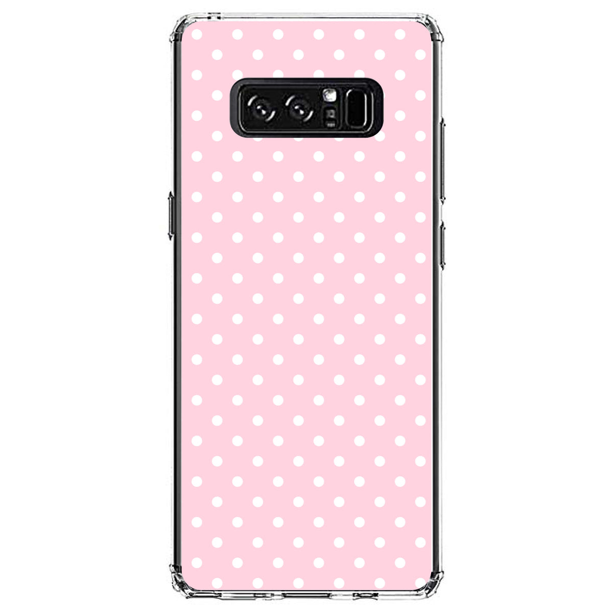 Pink & White Polka Dot Pattern Clear Shockproof iPhone Case, view 12