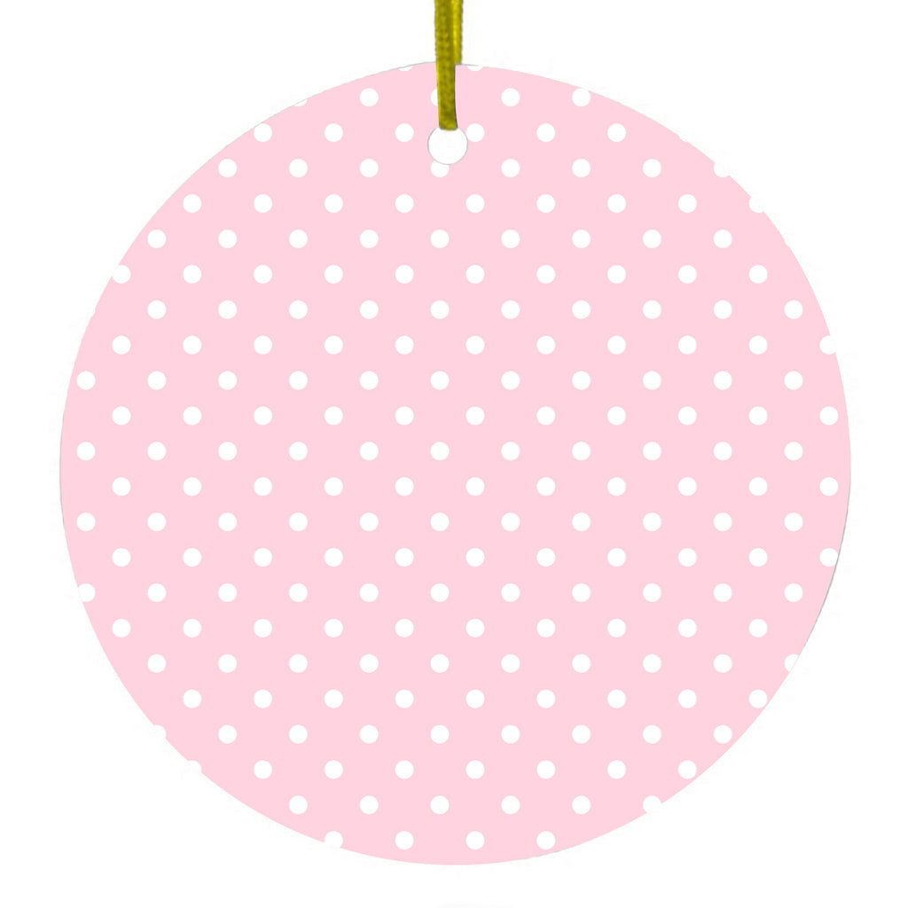 Pink & White Polka Dot Pattern Ceramic Ornament