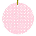 Pink & White Polka Dot Pattern Ceramic Ornament
