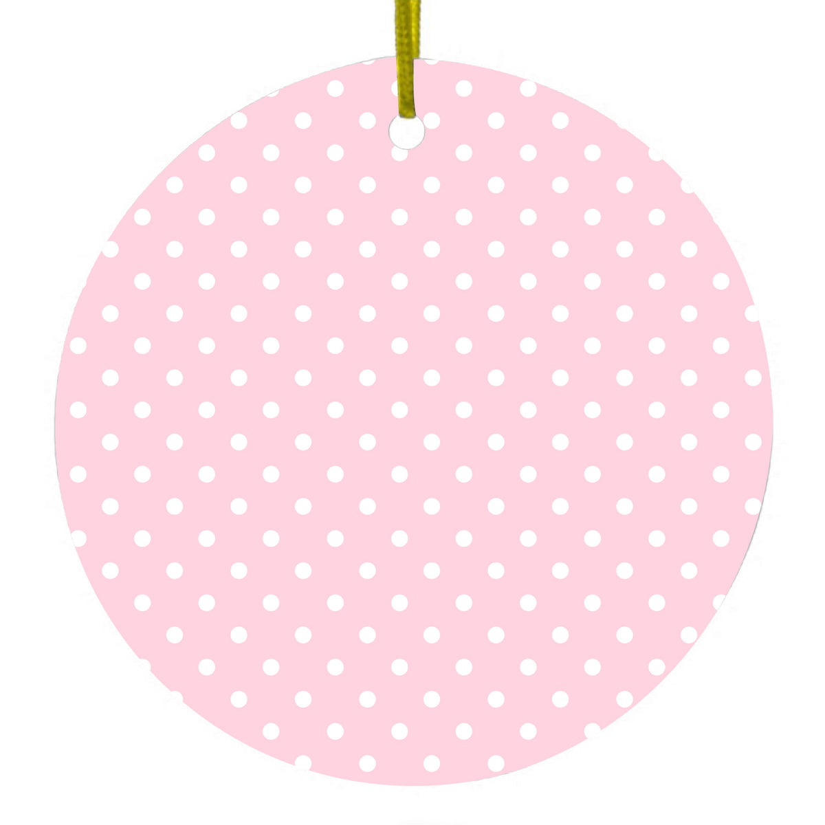 Pink & White Polka Dot Pattern Ceramic Ornament