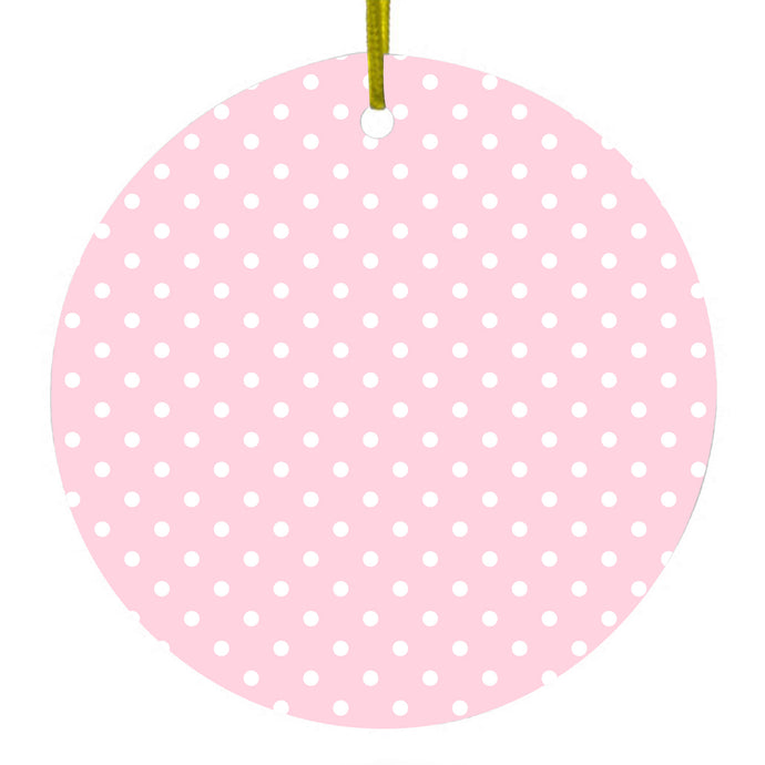 Pink & White Polka Dot Pattern Ceramic Ornament