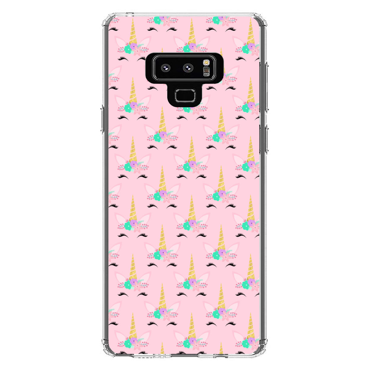 Pastel Unicorn Pattern, Pink Purple Black Clear Shockproof iPhone Case, view 11