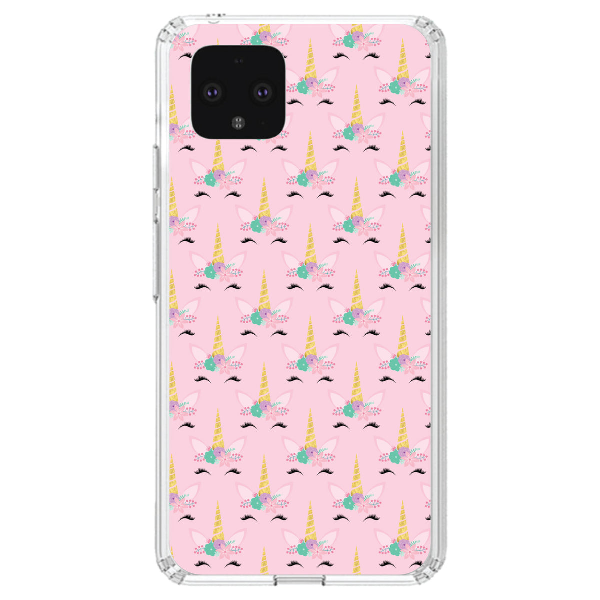 Pastel Unicorn Pattern, Pink Purple Black Clear Shockproof iPhone Case, view 23