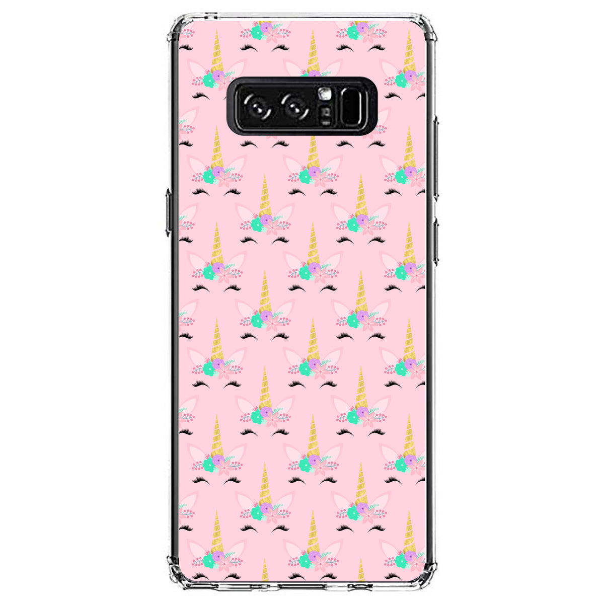 Pastel Unicorn Pattern, Pink Purple Black Clear Shockproof iPhone Case, view 12