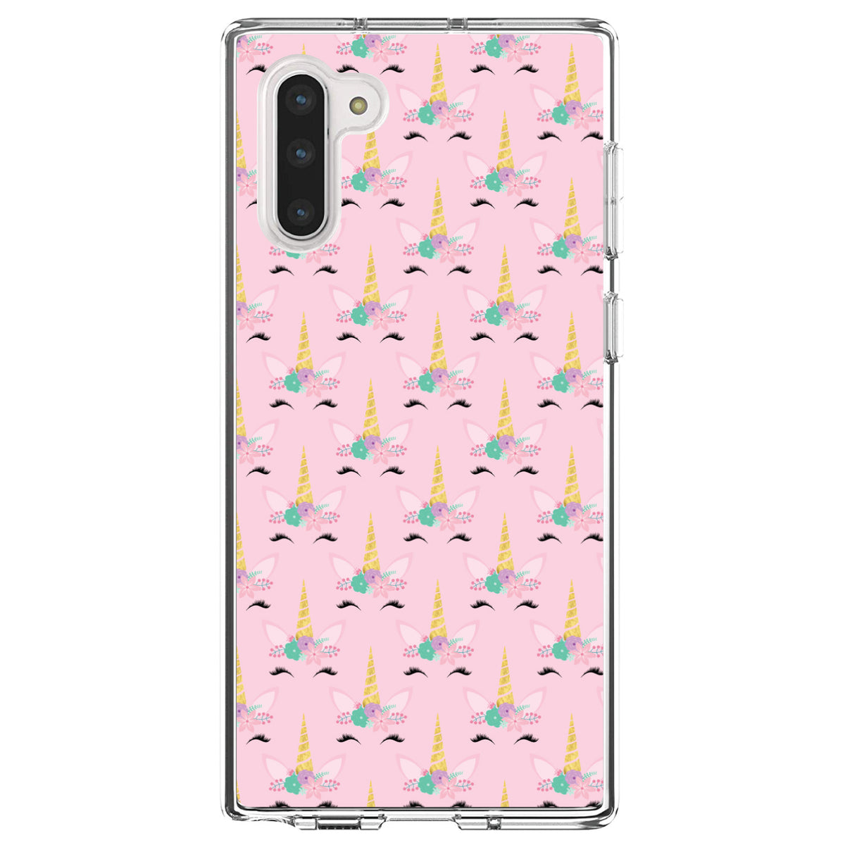 Pastel Unicorn Pattern, Pink Purple Black Clear Shockproof iPhone Case, view 9