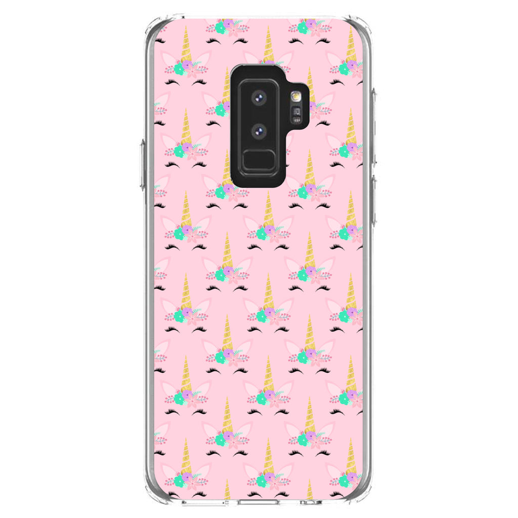 Pastel Unicorn Pattern, Pink Purple Black Clear Shockproof iPhone Case, view 20