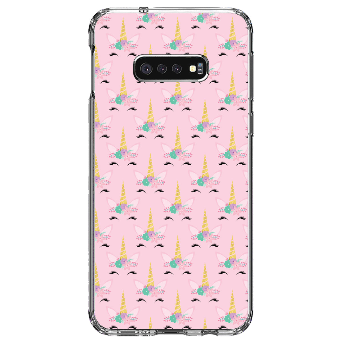 Pastel Unicorn Pattern, Pink Purple Black Clear Shockproof iPhone Case, view 18